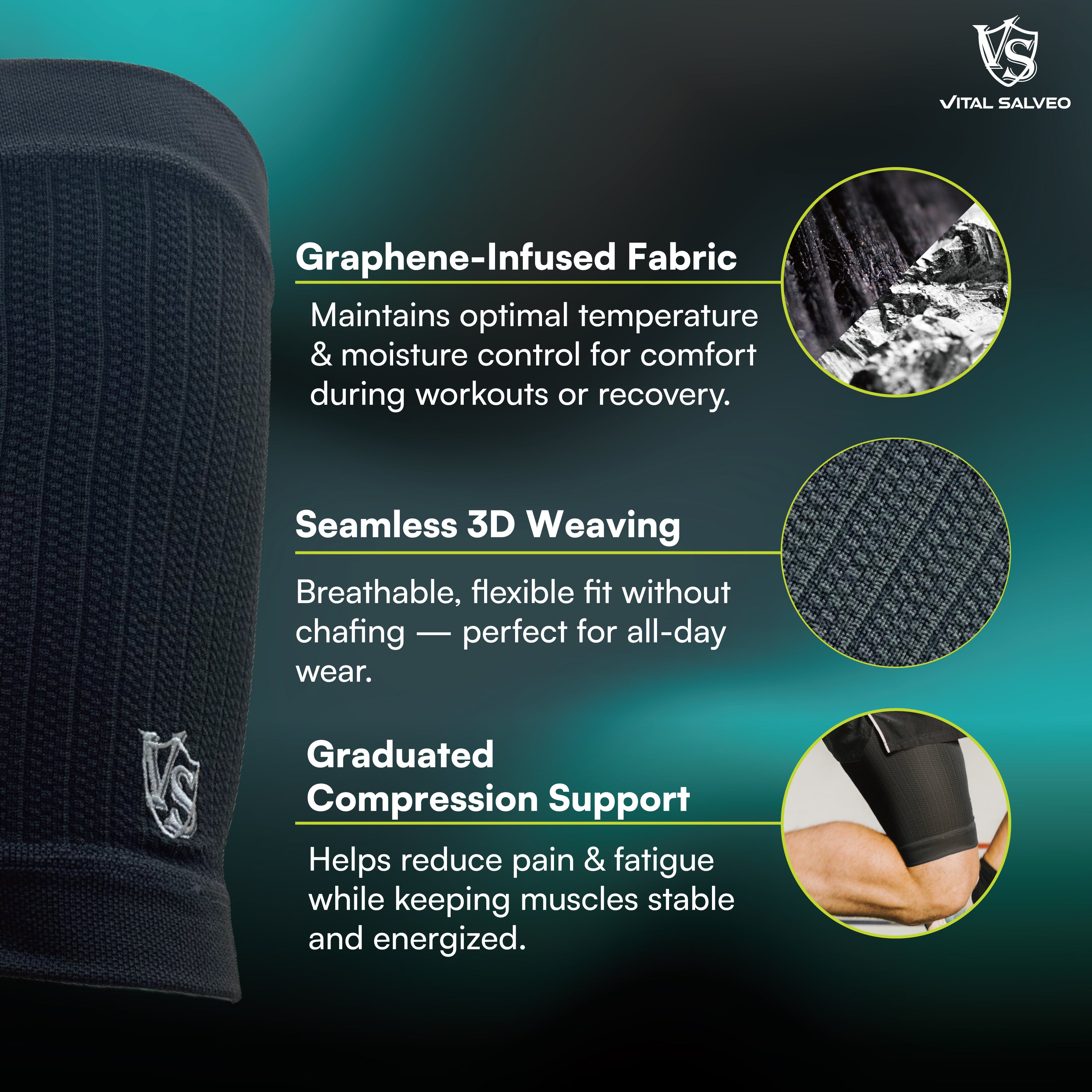 Vital Salveo Compression Recovery Thigh Sleeve (1PC) - Vital Salveo