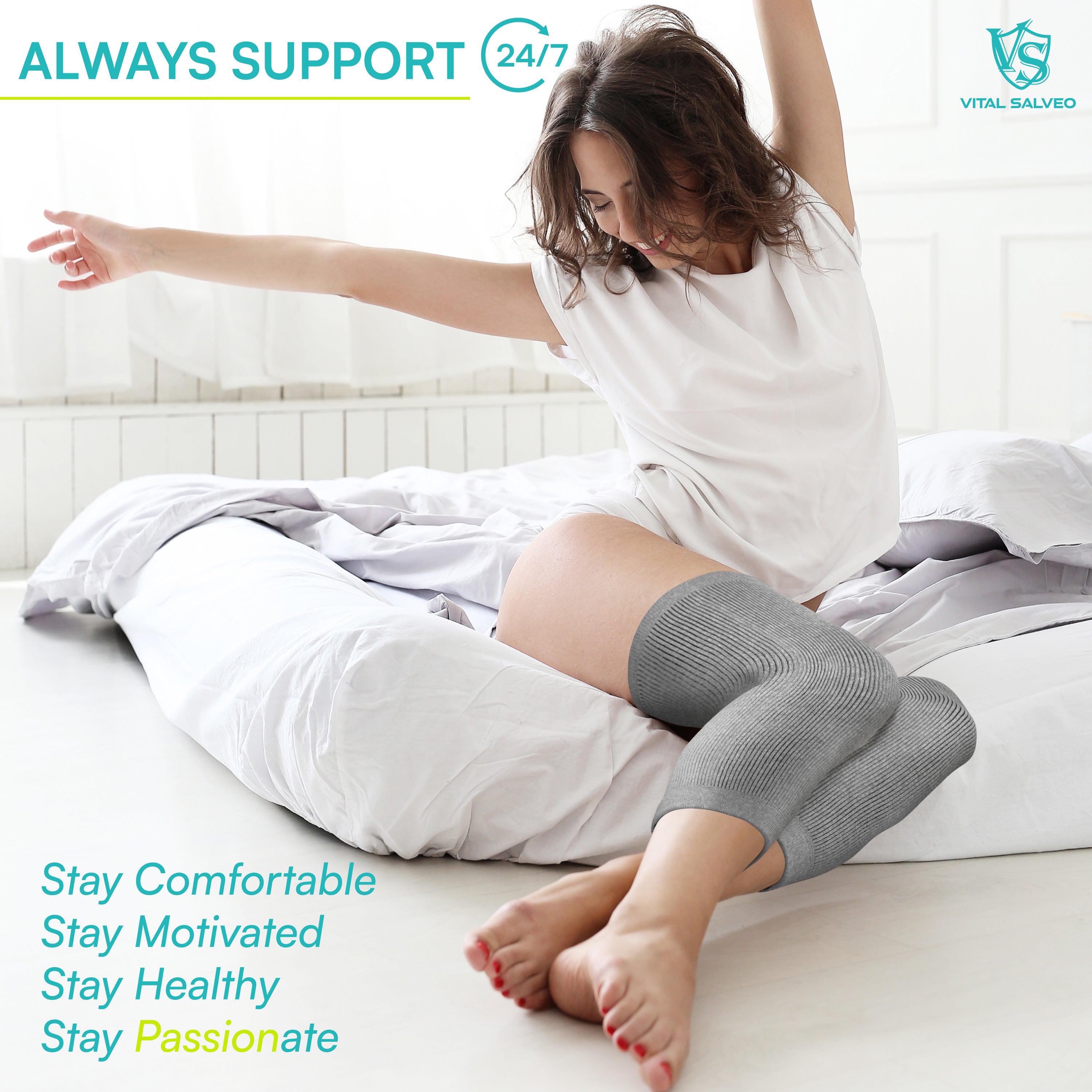 3D Knit Charcoal Knee Sleeves (Pair) - Vital Salveo