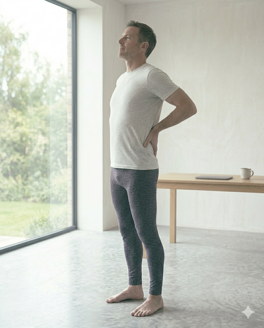 Back discomfort from long hours sitting or standing