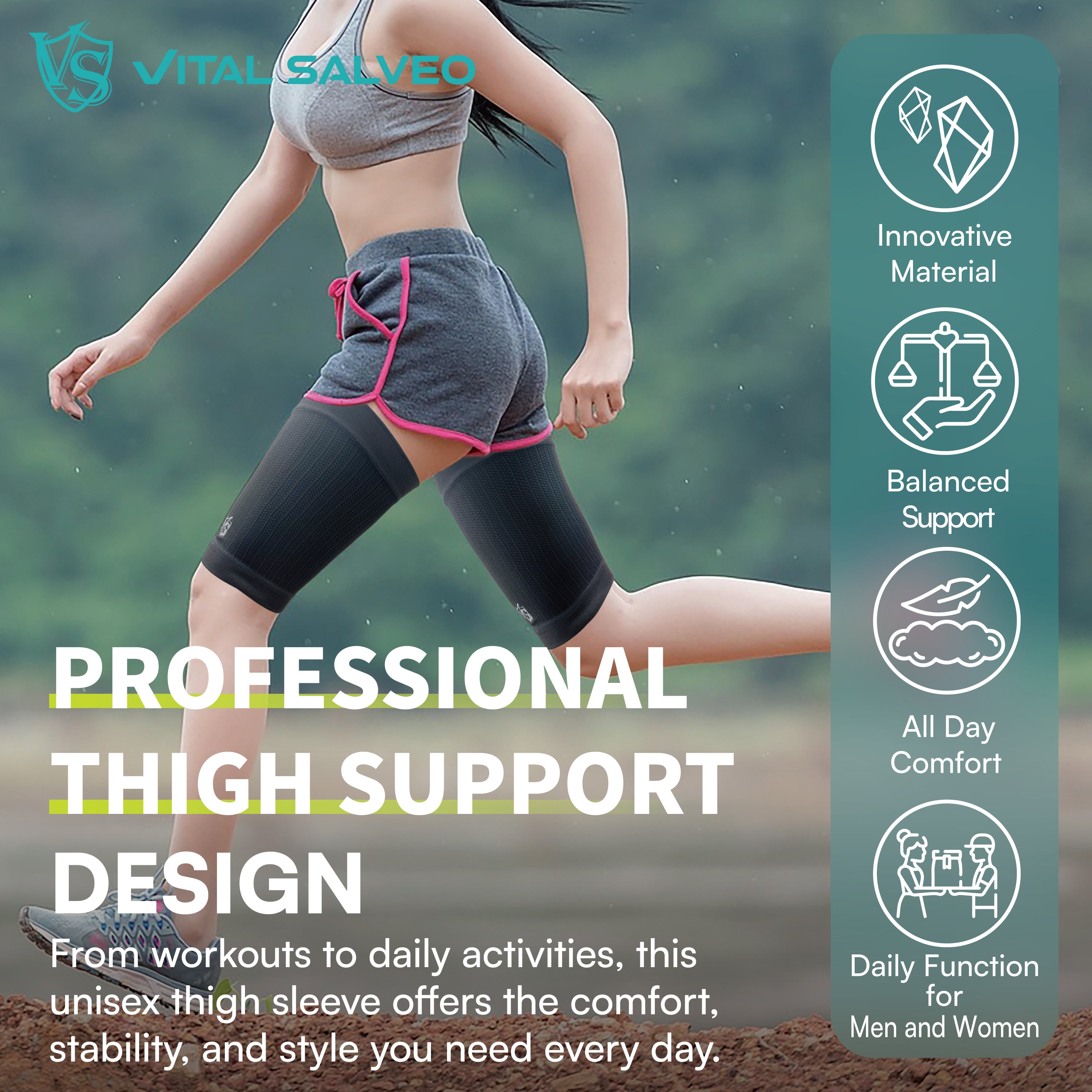 Vital Salveo Compression Recovery Thigh Sleeve (1PC) - Vital Salveo
