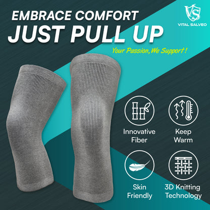 3D Knit Charcoal Knee Sleeves (Pair) - Vital Salveo