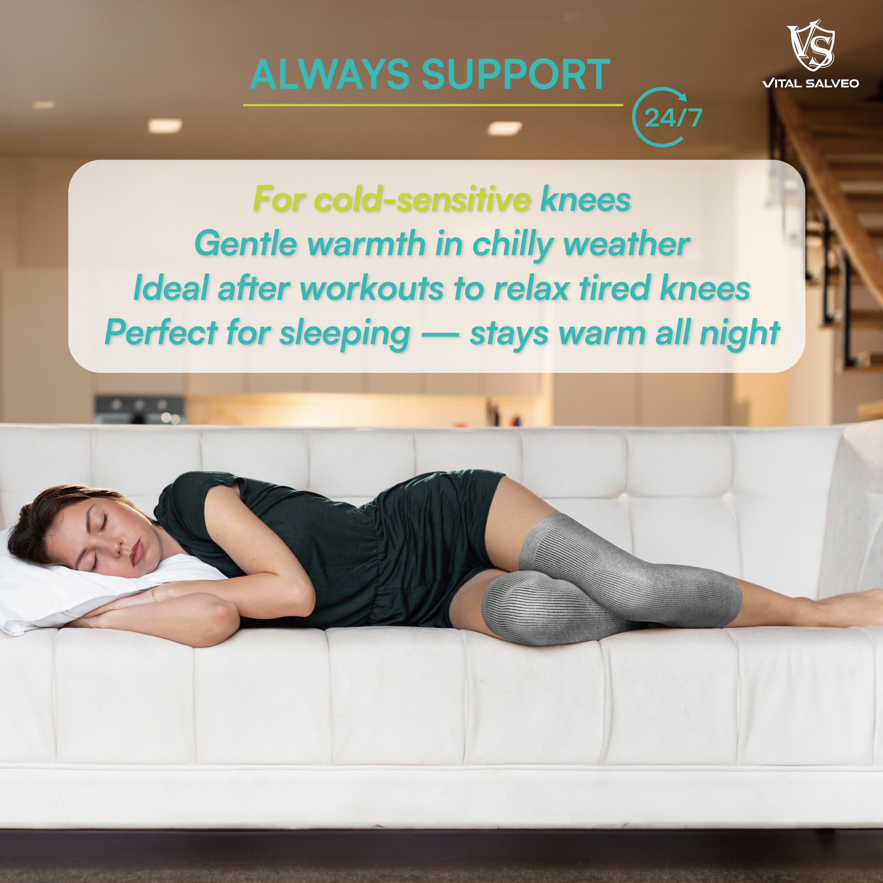 3D Knit Charcoal Knee Sleeves (1 Pair) - Vital Salveo