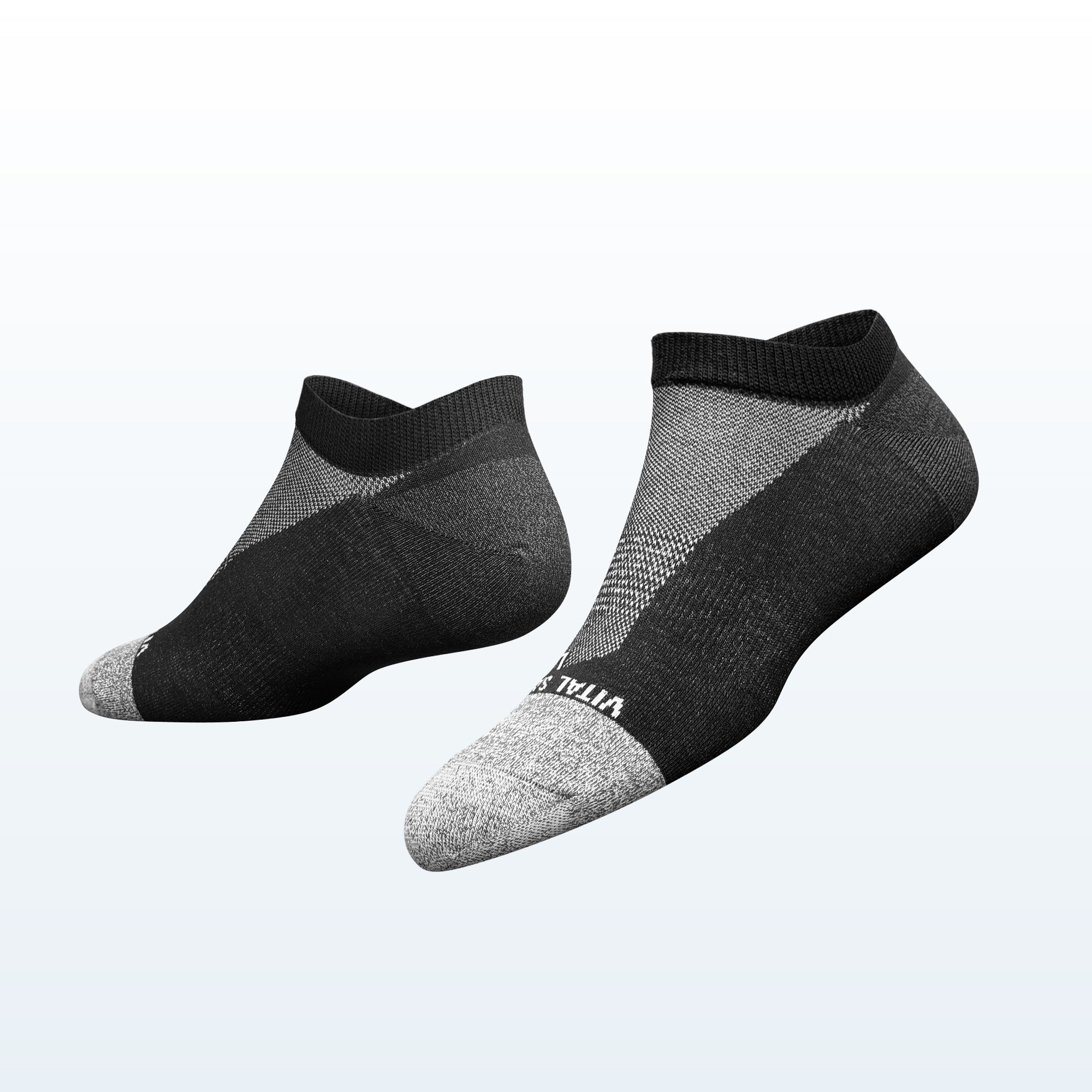 Thin Athletic No Show Socks (Black) (3 Pairs) - Vital Salveo